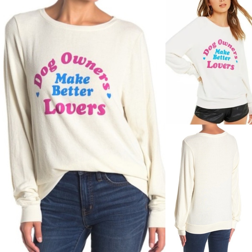 ✅SOLD✅ 💕WILDFOX💕 Dog Owners Make Better Lovers Baggy Beach Jumper Sweatshirt